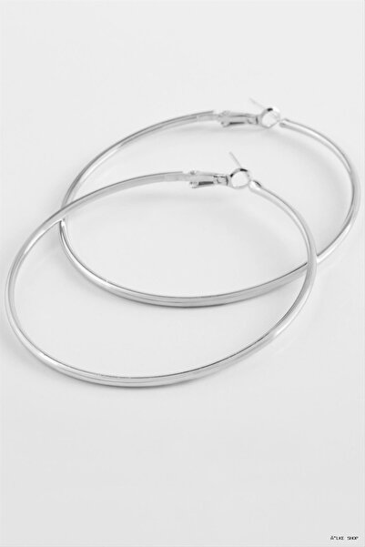 ZERO LAND Ilkestor Metal Hoop Earrings 6 cm (232258) Silver Color