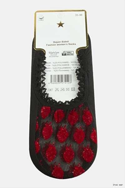 ZERO LAND Ilkestor Strawberry Lace Ballerina (232130) Socks Black