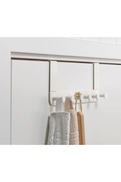 IKEA Çelik Kapı Askısı Genişlik 35 Cm Metal 6 Kancalı Askılık Beyaz Askı Bany...