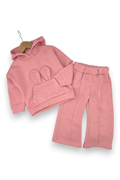 voyyo kids baby Girl's Winter 3-Yarn Hooded Sweatshirt with Rhinestones and S...