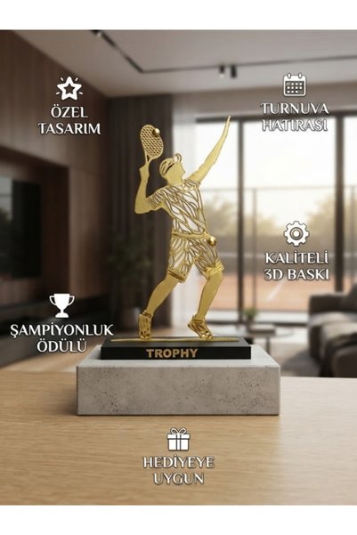 FLEXIS WE MAKE IT POSSIBLE FOR YOU Tenis Oyuncusu Figürlü Dekoratif Ödül ve B...