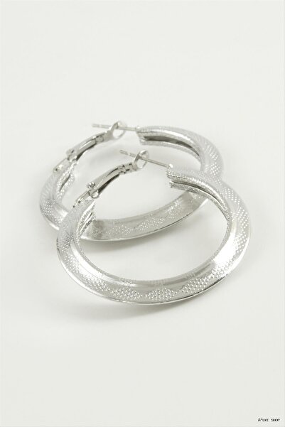 ZERO LAND Ilkestor Triangle Hoop Earrings 4 cm (231013) Silver Color