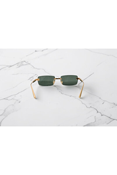 SBR Velor Ochelari de Soare, Rimless, Ramă Titan Aurie, Lentile Nylon Verzi, UV400 Categoria 3