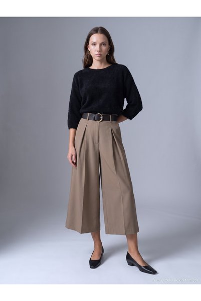 Dilvin 72796 Kemerli Culotte Pantolon-Bej