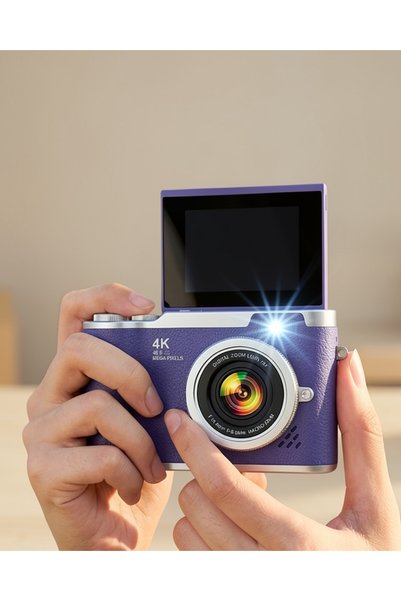 Azrlya Flip Ekranlı Dijital Kamera 4K Video 48 MP Güzelleştirme Modu