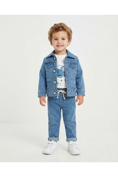 VOY KİDS Boys' Seasonal Flexible Fabric 3-Piece Jogger Set |   T-Shirt, Denim...