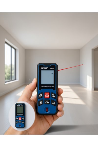 Azrlya Yeni Nesil Lazer Metre 50 MT Hızlı ve Hassas Ölçüm Özellikli