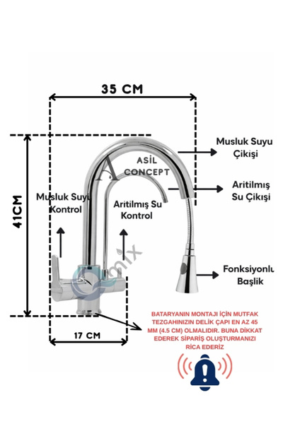 QMİX Spiral Cleaned Luxury Kitchen Sink Faucet Brass Body Chrome Color