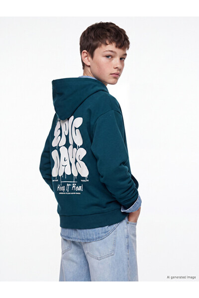 LC Waikiki Quality Parts from Çelebi Store Hooded Nyc Printed Boys' Thick Swe...