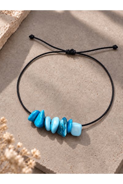 Femenino Natural Broken Stone Black String Adjustable Bracelet