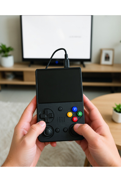 Azrlya Retro Oyun Konsolu Çift Analog Joystick 64GB Hafızalı Taşınabilir El Konsolu