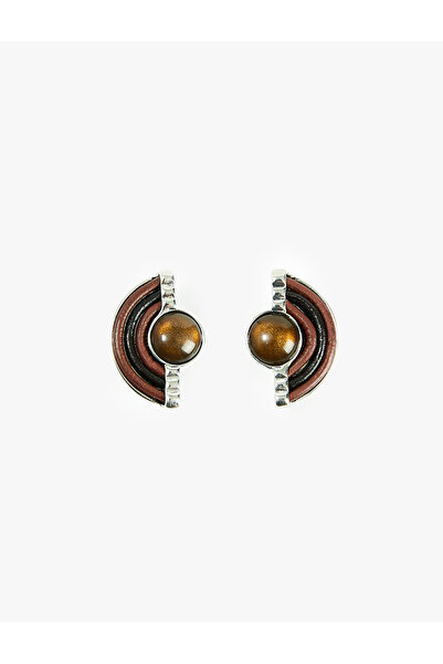 Koton Stone Detailed Faux Leather Earrings