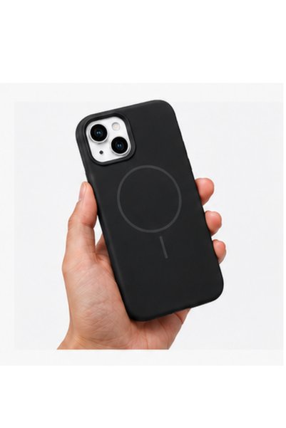 MayCap iPhone 13-14 Compatible Magsafe Case Black Anti-Fingerprint and Stain-Resistant Easy to Wipe Soft Touch Silicone Phone Case
