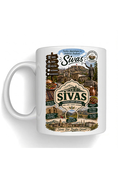 Sivas Temalı Porselen Kupa Bardak Mug 1042