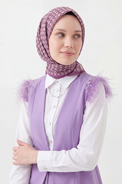 Silk Home Soft Eşarp Retro Geometrik Mürdüm