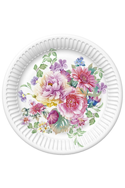 Javoli Colorful Arrangement Paper Plate with Flowers 8 pcs 22.7 cm