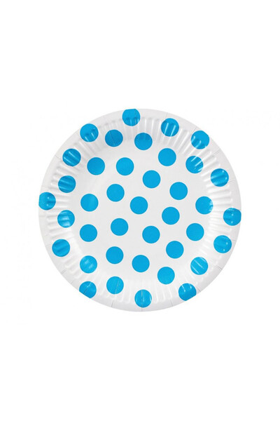 Javoli Colorat Sky Blue Polka Dot Farfurie de hârtie cu buline 6 buc 18 cm