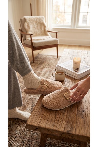 Moda fiesta Women's Plush House Slippers – Warm Winter House Slippers with Buckle and Fur