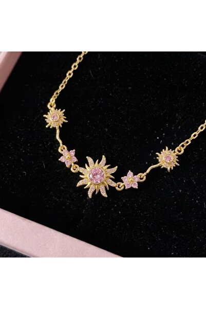 Heda Jewelry قلادة رابونزيل - قلادة أنيقة من الفولاذ مع حجر الزركون على شكل شمس