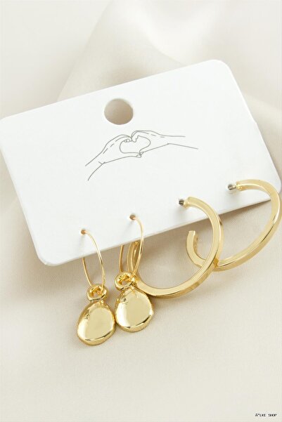 ZERO LAND ILKESTOR 4 قطع أقراط دائرية (20648) باللون الأصفر