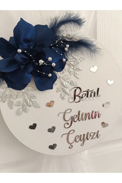 bir parça tasarım Lacivert çeyiz kapı süsü