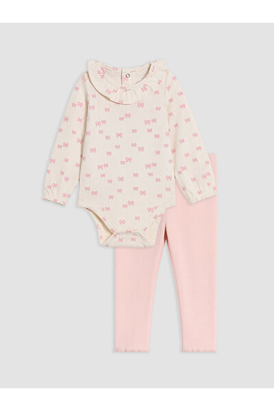 LC Waikiki Bow Patterned Baby Girl Set