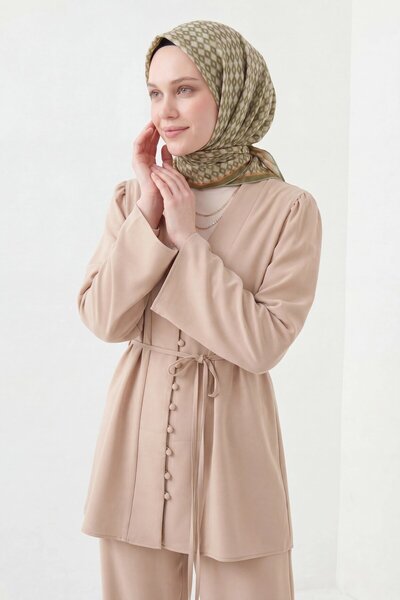 Silk Home Soft Eşarp Retro Geometrik Su Yeşili