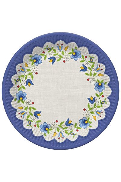 Javoli Colorful Folk Set of paper plates with embroidery, 8 pcs, 22.7 cm