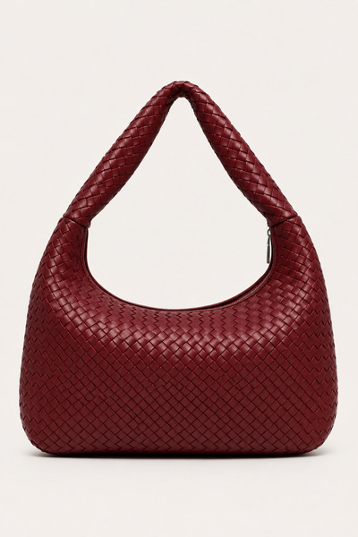 staybeautiful Women's Knitted Pattern Retro University Bag Burgundy
