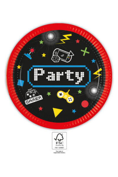 GAMER Gaming Party paper plate 8 pcs 23 cm FSC