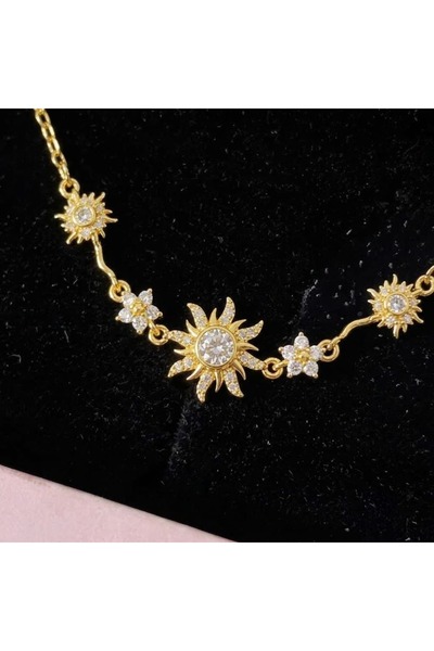 Heda Jewelry قلادة رابونزيل - قلادة أنيقة من الفولاذ مع حجر الزركون على شكل شمس