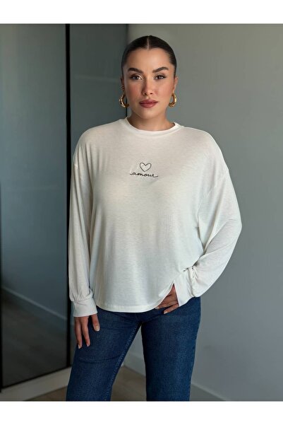 ROUPAS COLLECTİON İşleme Detaylı İnce Transparan Bluz