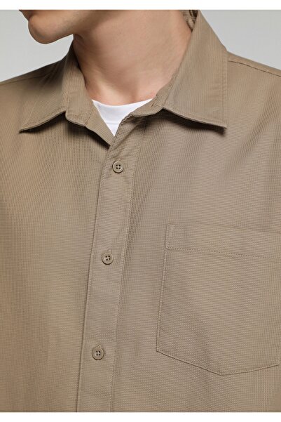 Colin's Regular Fit Shirt Neck Düz Erkek Kahverengi Uzun Kol Gömlek