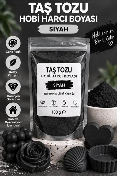 Lumiarte Siyah Taş Tozu Boyası 100 Gr – Hobi Harcı Taş Tozu Toz Boya, Kokulu ...