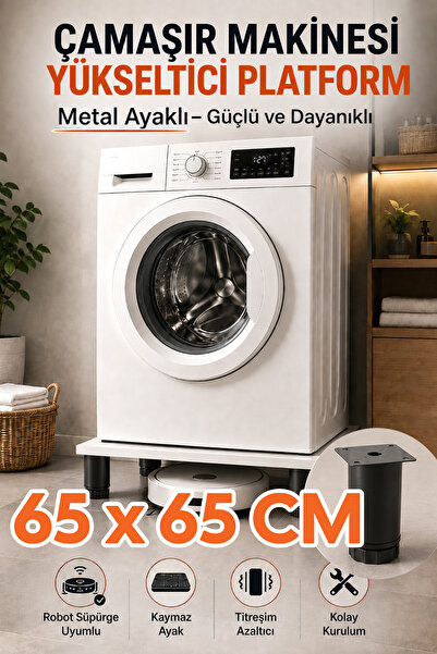 LOVİSSE HOME 65 x 65 CM Çamaşır Makinesi Yükseltici Platform 5 METAL ve Ayarl...