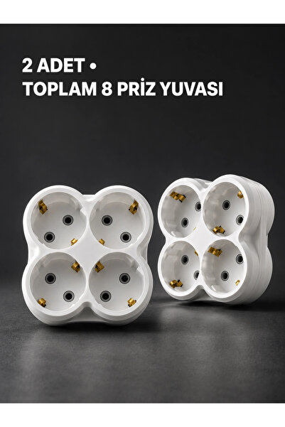 ARMÜZ Wall Mounted 4-Outlet Socket Replicator Wireless Compact Design 2 Pieces