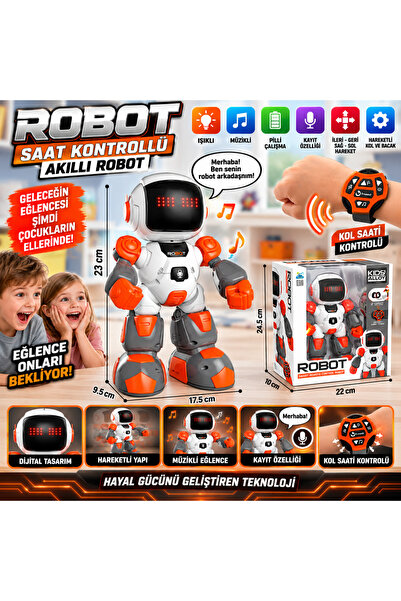 TRUST STORE Akıllı Robot Oyuncak Saat Kontrollü Pilli Sesli Işıklı Dijital Ro...