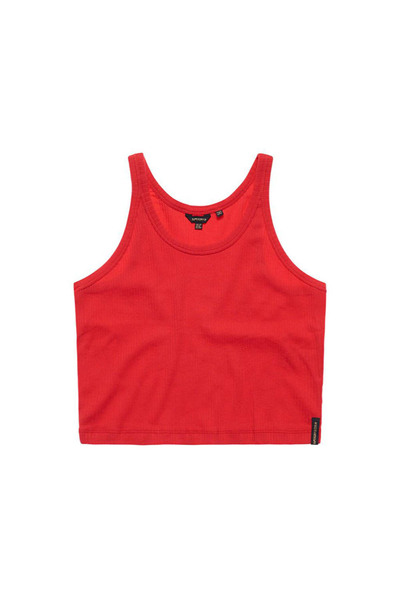 SUPERDRY Γυναικείο Αμάνικο Τοπ από Βιολογικό Βαμβάκι, Ριμπ, Βίντατζ, Κοντό, Μ...