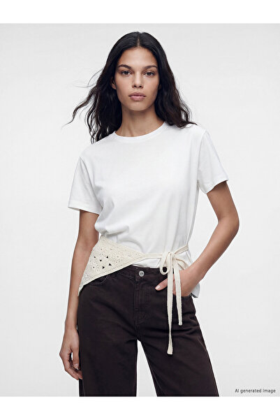 LC Waikiki Trendlucky Shawl-Tied Crochet Detailed Blouse