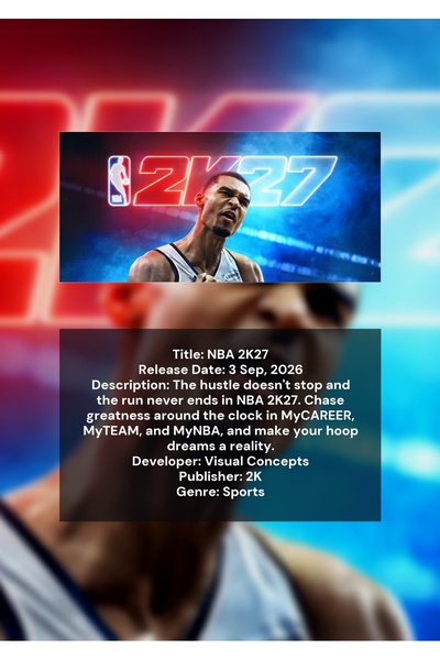OEM Αφίσα Ινφορματογραφίας NBA 2K27, Αγώνας Μπάσκετ, Χαρτόνι 250γρ., Α4