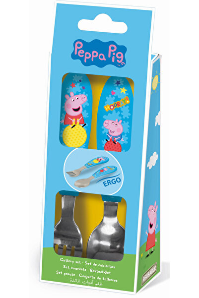 Javoli Purcelușa Peppa Hooray set tacâmuri ergo metalic - 2 piese
