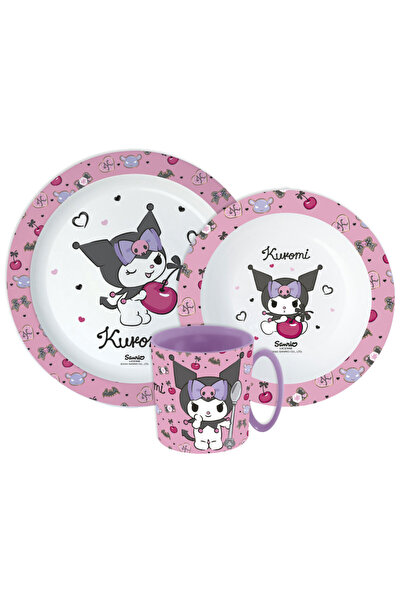 Hello Kitty Kuromi set de masă, set microplastic cu cană 390 ml