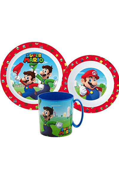 Super mario Mushroom Kingdom set de masă, set din plastic micro cu cană 350 ml