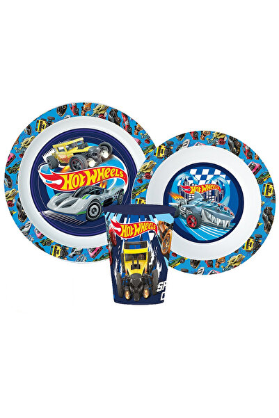 HOT WHEELS Blue Fire set de masă, set de plastic micro cu pahar 260 ml