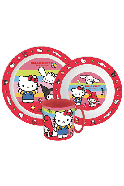 Hello Kitty And Friends set de masă, set micro plastic cu cană 390 ml