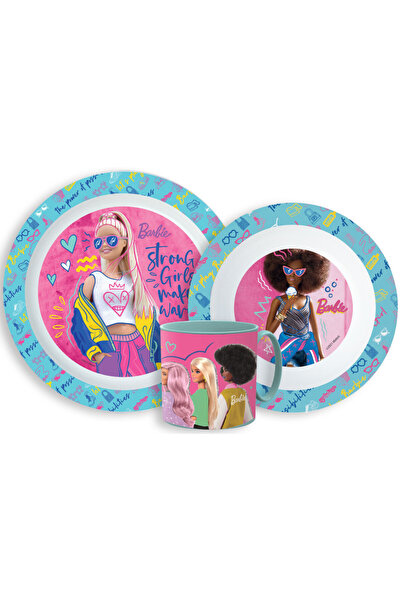 Barbie Stylish Set de masă, set micro plastic cu cană 265 ml