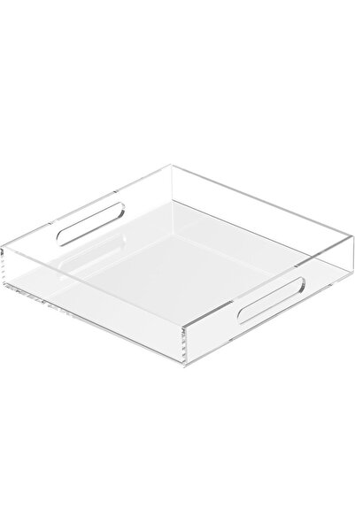 Generic Clear Acrylic Tray 12x12 with Cutout Handles - Spill-Resistant Decora...