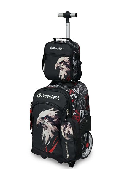 President Kids Backpack, 3 set Rolling Backpacks For boys, Fashion Printed Tr...
