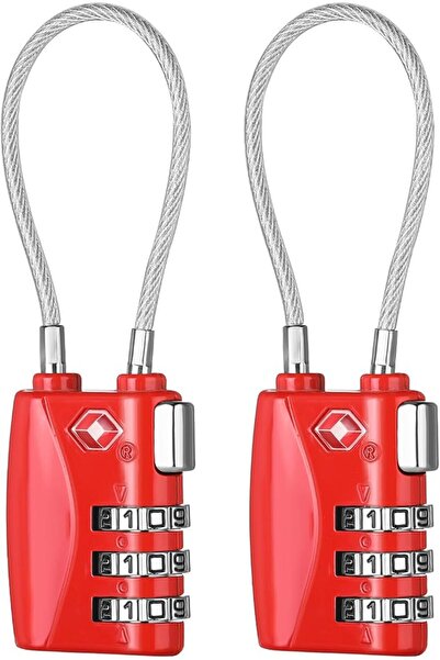 GENERAL ZHEGE Luggage Locks TSA Approved, Combination Travel Padlocks (Red, 2P)