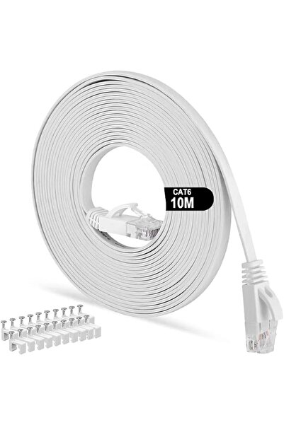 X SPRING كابل إيثرنت Cat6 بطول 10 أمتار، كابل شبكة مسطح عالي السرعة 250 ميجاه...